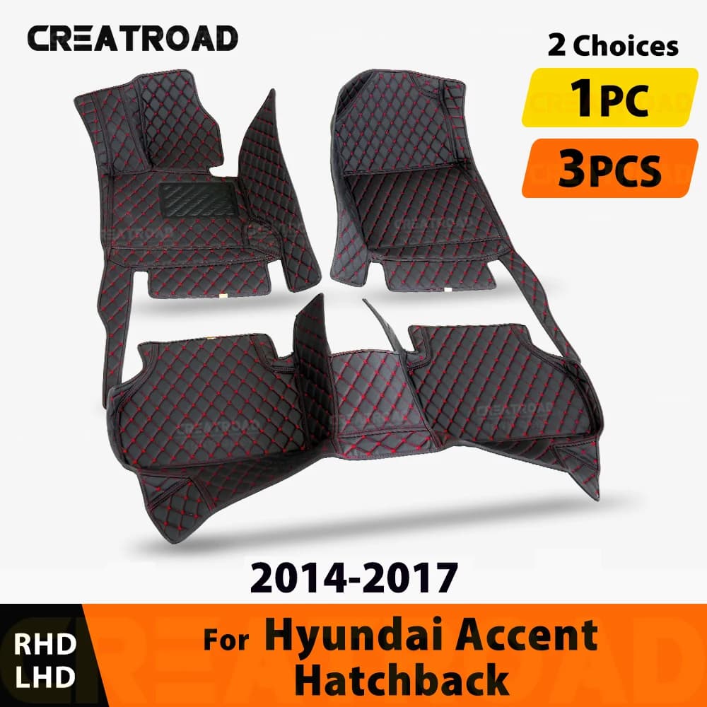 Car Floor Mats For Hyundai Accent Hatchback 2014 2015 2016 2017 Custom Auto Foot Pads Carpet Cover Interior Accessories