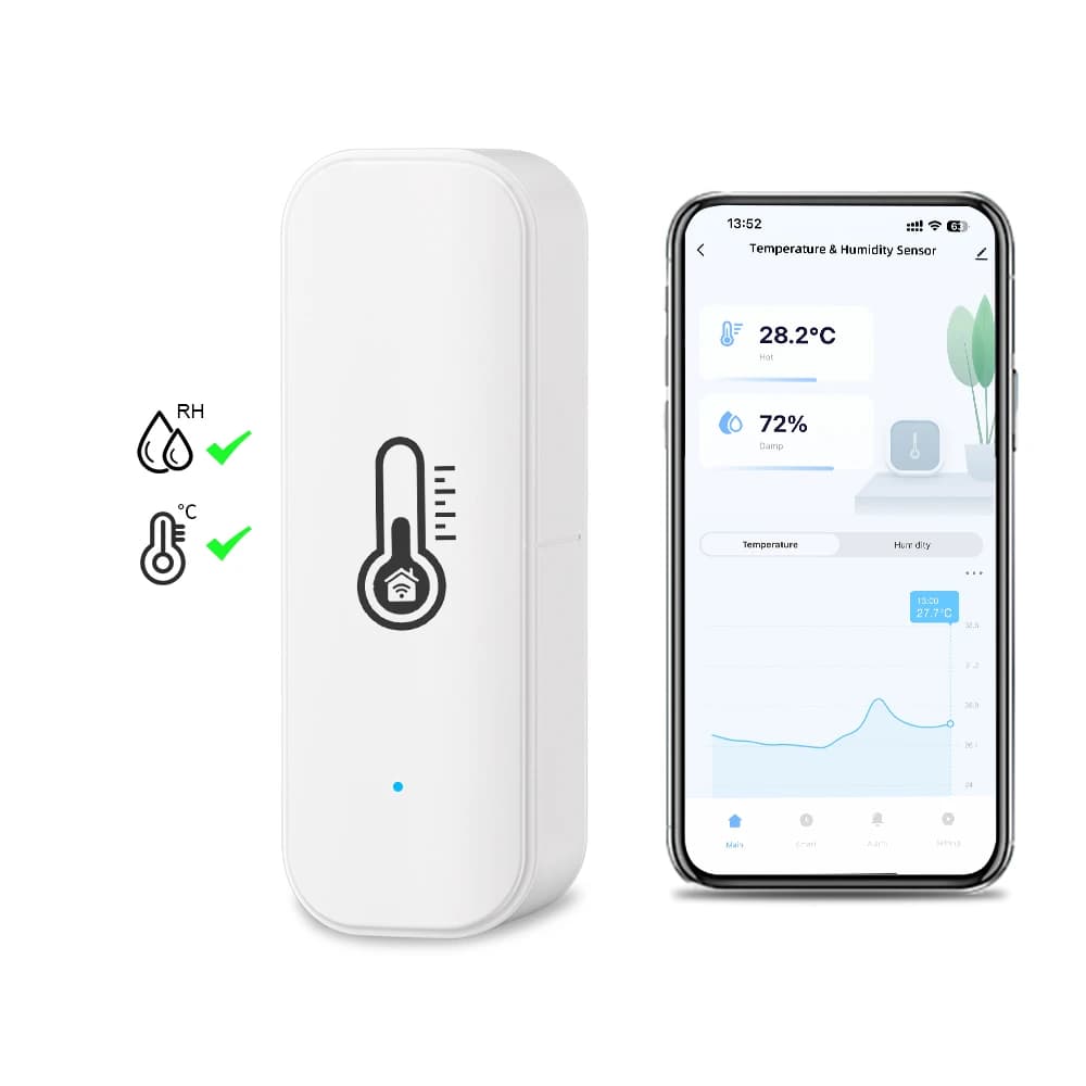 Tuya WiFi Temperature and Humidity Sensor Indoor Humidity Sensor Smart Life APP Monitoring For Alexa Google Home Voice