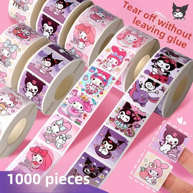 500 PCS Sanrio Hello Kitty Cartoon Sticker Cute Cartoon Kuromi My Melody Children's Diary Bonus Gift Closure Diary Booklet Gift