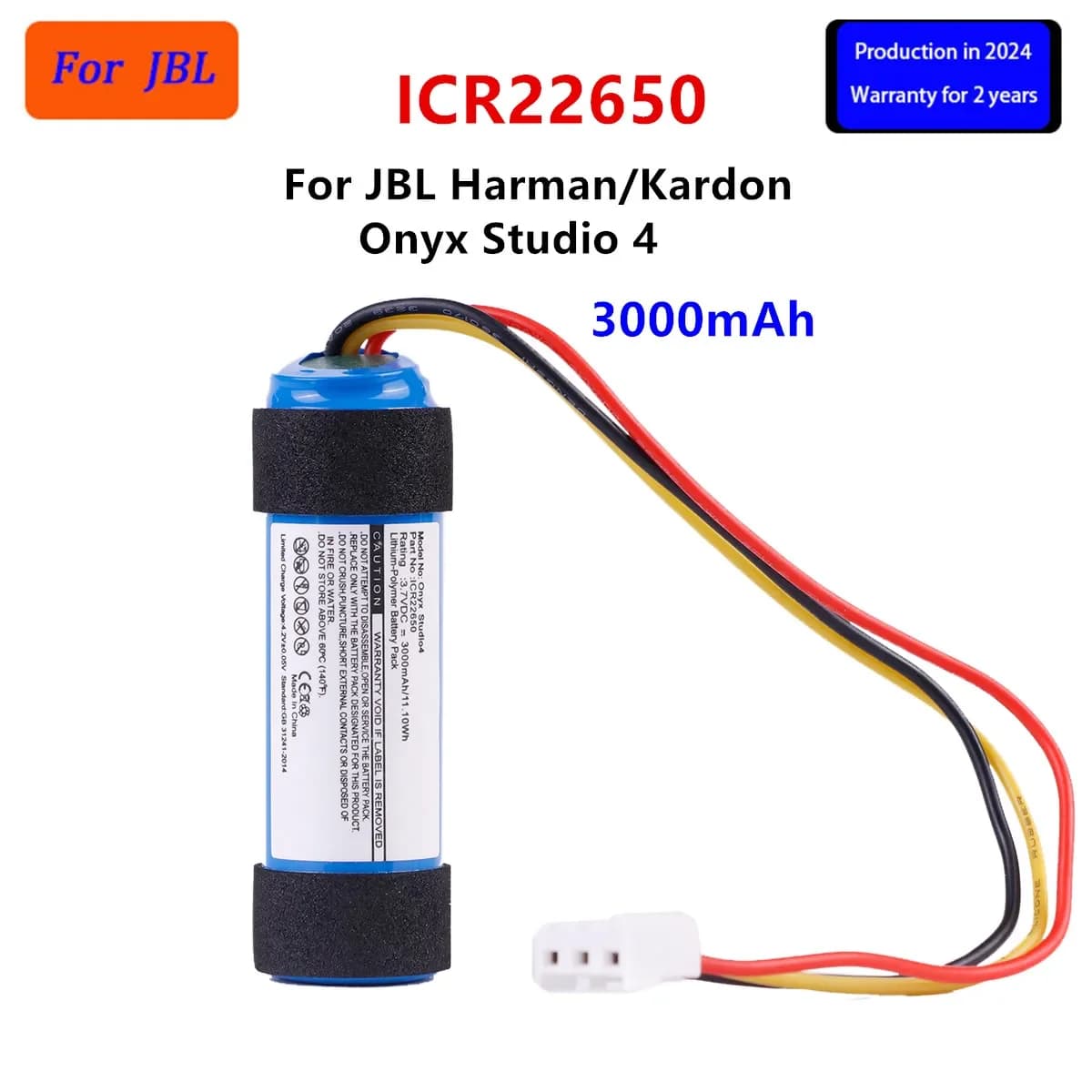 Brand New Battery  ICR22650  3000mAh Battery For  Harman/Kardon Onyx Studio 4 Bluetooth  Speaker Replacement  Batteries