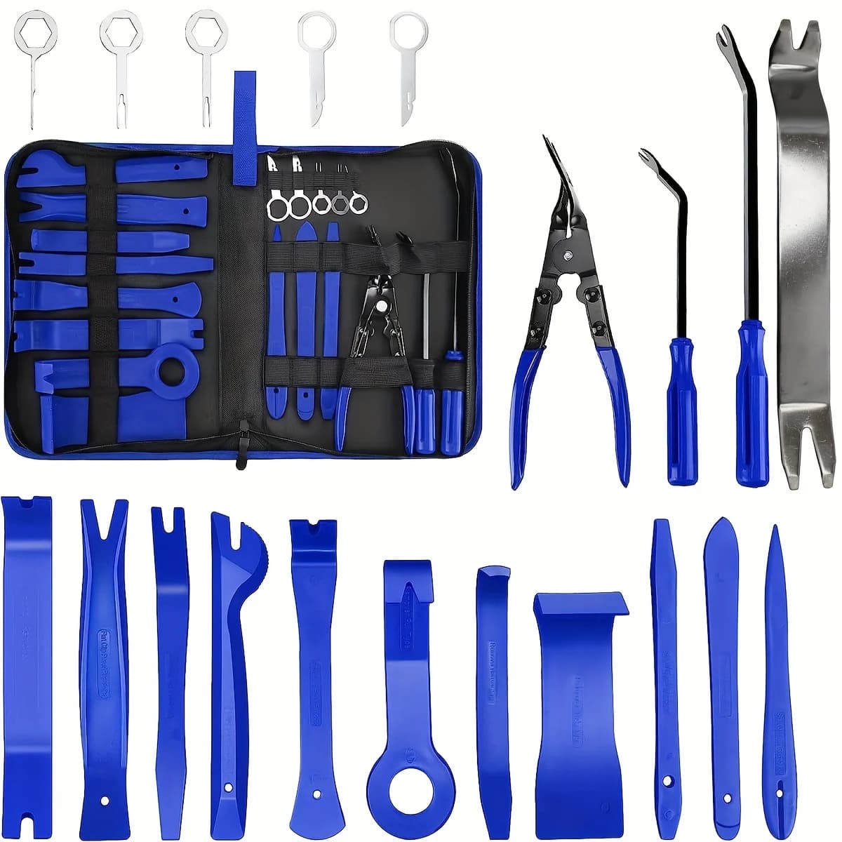 19Pcs Trim Removal Tool Set & Clip Plier Upholstery Remover Nylon Car Panel Removal Set with Portable Storage Bag