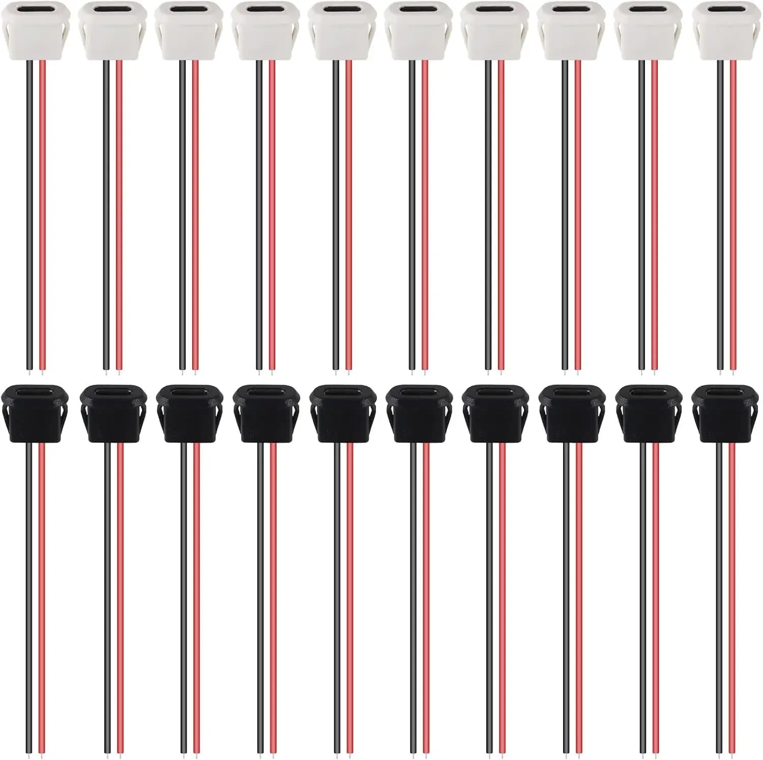 10pcs Type-C Female Chassis Connector USB C Female Chassis 2P Direct Crimp Jack Female Charging Port Waterproof Extension Power