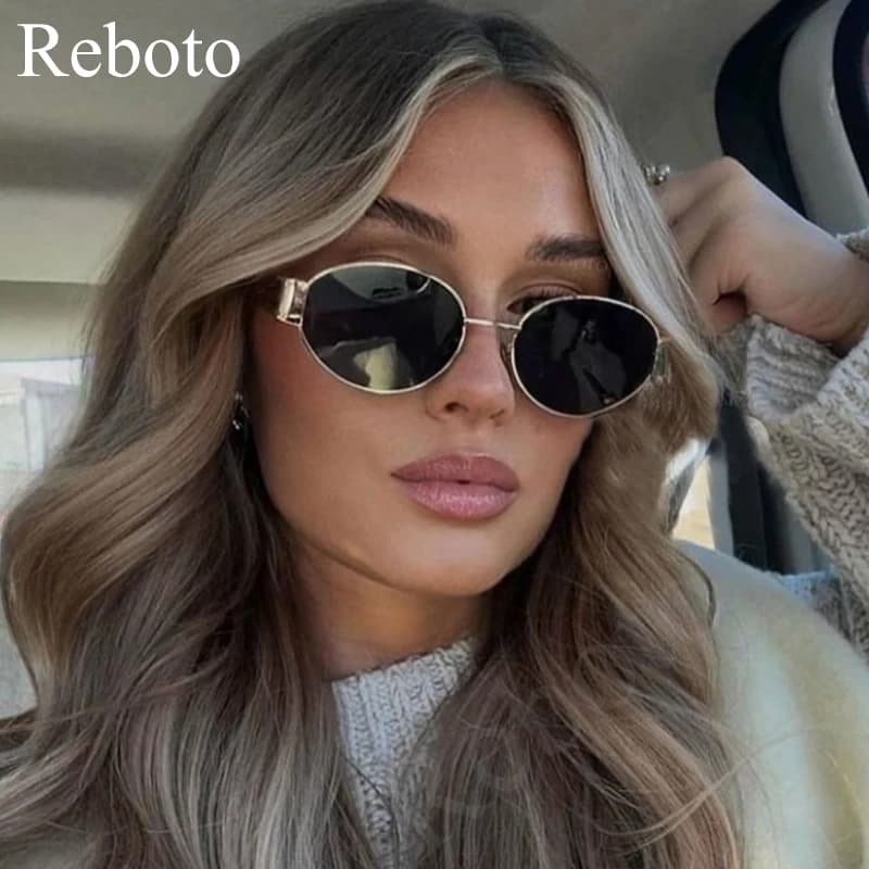 Fashion Retro Oval Sunglasses for Women Vintage Trendy Sun Glasses Women Luxury 2024 Small Metal Frame Classic Shades UV400