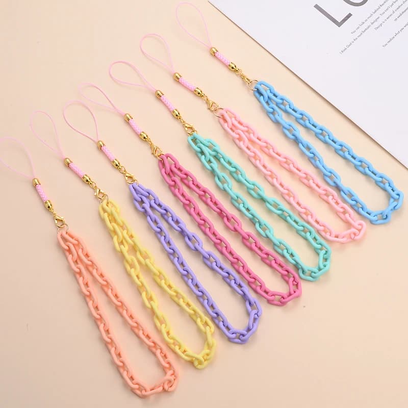 New Charm Phone Chain Lanyard Mobile Telephone Keychain Fahion Acrylic Straps For Women Girl Jewelry Accessories Wholesale Gifts