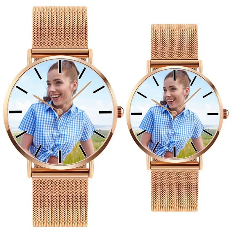 A4402 Gold Silver Black DIY photo mens womens lovers stainless steel strap dropshipping custom picture gift Personalized Watch