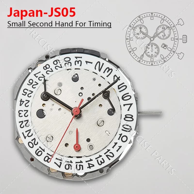 Japanese JS05 Movement Single Calendar 6-Hand 4-Point Calendar 2.6.10 Small Second Hand Watch Quartz Movement Accessories