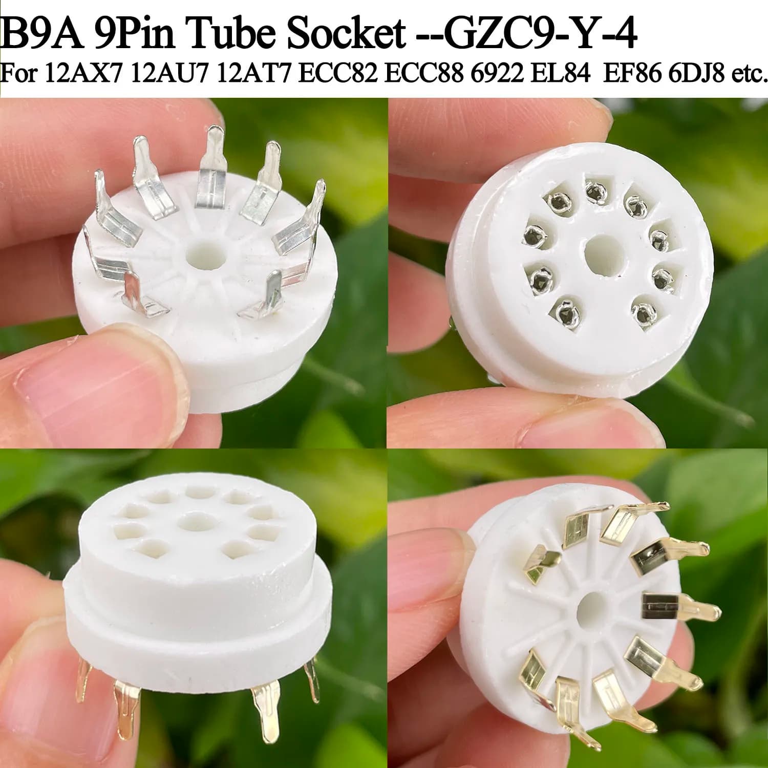 10PCS 9pin B9A Ceramic Tube Socket Gold Plated For ECC83 6DJ8 12AX7 7199 6922 EL84 5670 12au7 Tube AMP PCB Mount