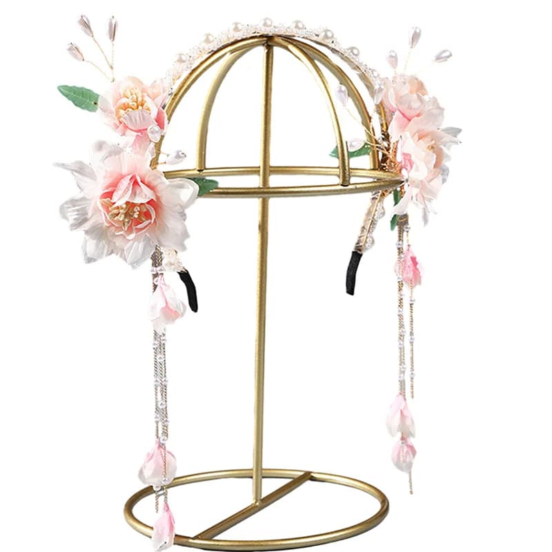 Vintage Flower Tassel Headband Fairy Style Anti-Slip Decorative Headband for Chinese Hanfu Cosplay Costume
