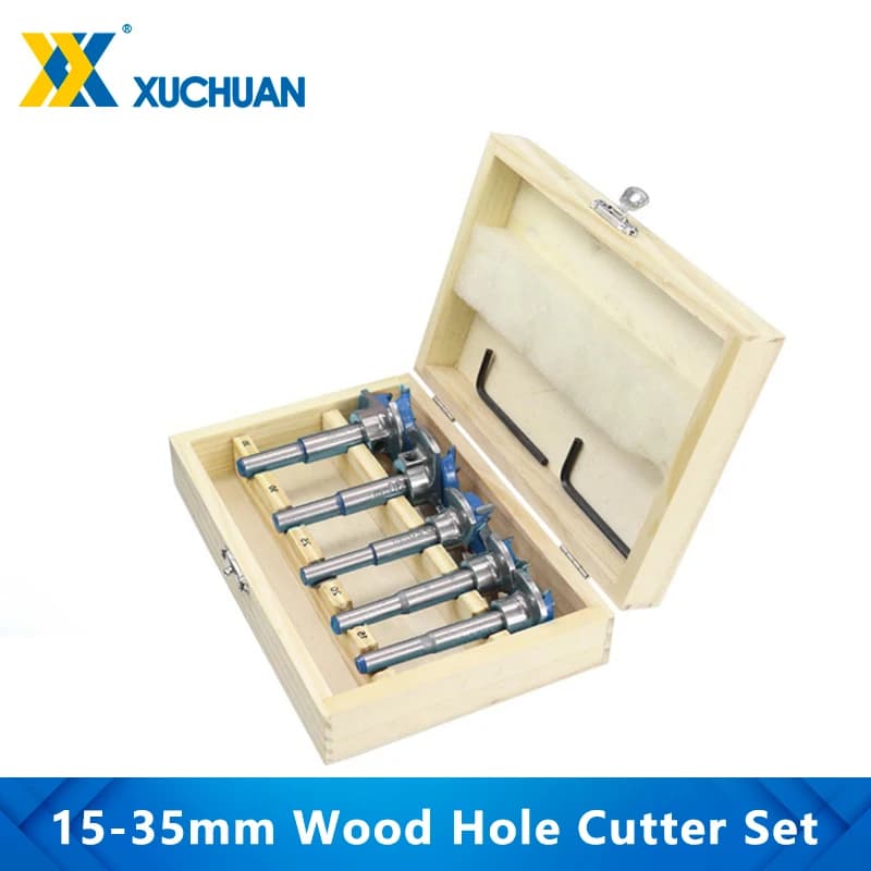 Forstner Drill Bit Set Adjustable Wood Drill Bit With Box 15 20 25 30 35mm Carbide Drill Bit Woodworking Engraving Tool Hole Saw