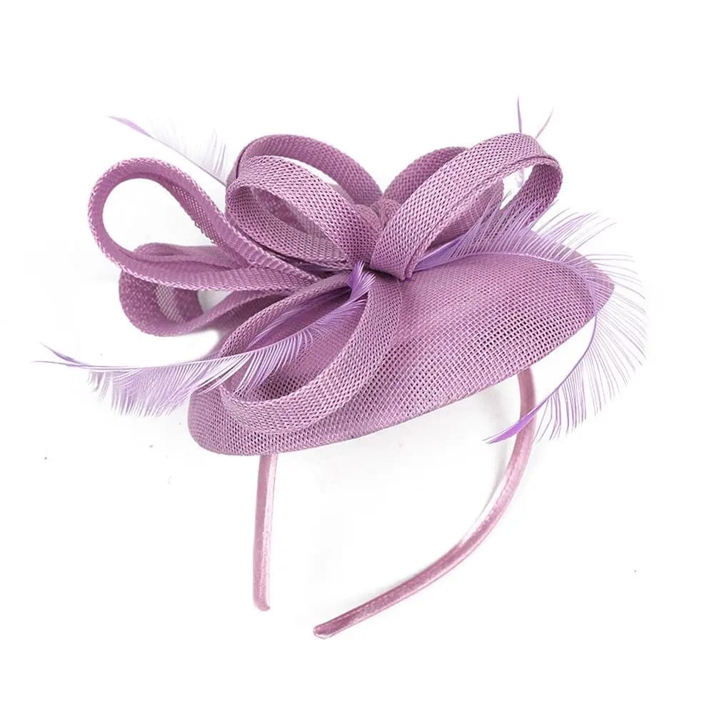 Women Wedding Evening Party Mesh Headband Flower Hat Fascinator Caps Feather Ladies Hat