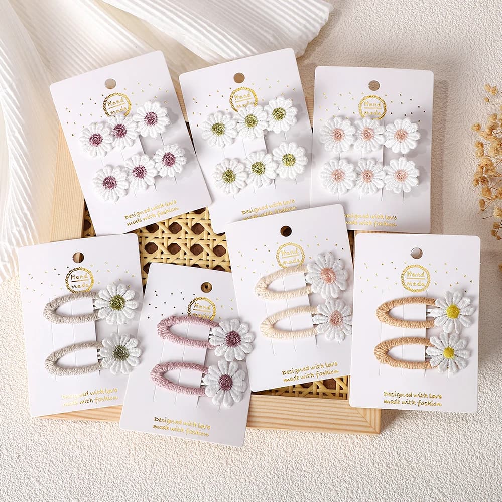 1/2/4 set Ins Daisy Flower Hair Clips Baby Girl Hairpins for Kids Lace White Barette Princess Hooks Infant Accessories Korean