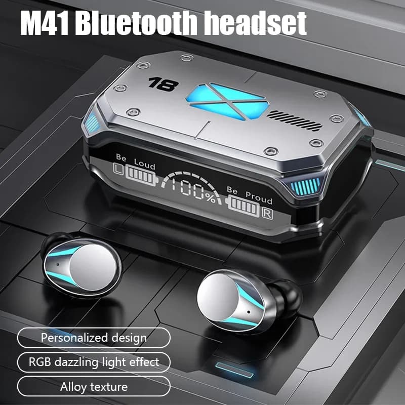 M41 Bluetooth Earphone Wireless Headphone Smart Touch Digital Display Stereo Earbuds With Colour Light Magnetic Suction Headset
