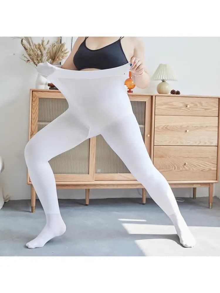 Oversized 45-120kg  Women Spring Autumn White Leggings Newly Designed Silk Pantyhose Dance For Thick Medium Tights Practice