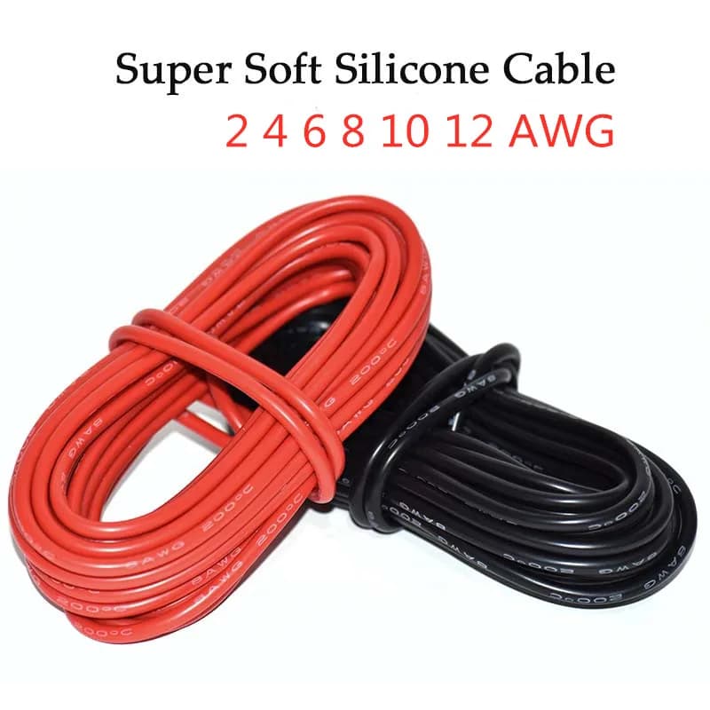 2 4 6 8 10 12AWG Super Soft Silicone Cable 1M 2M 3M 5M 10M Heat-Resistant Tin-plated Electrical Wire For Car Inverter Aviation
