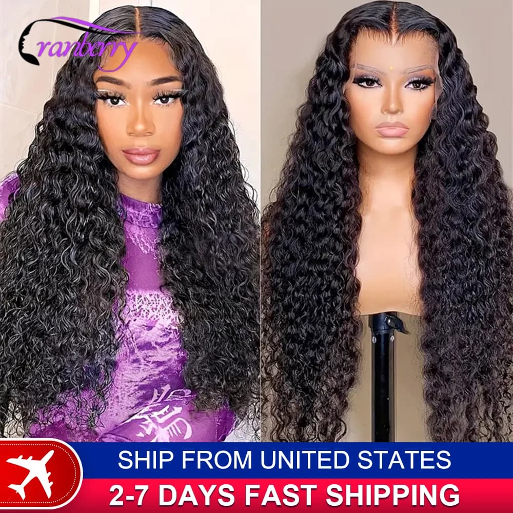 Human Hair Lace Wigs Remy Brazilian Transparent Deep Wave 13x4 Lace Frontal Wig 180% Density Cranberry Hair 13x4 Lace Front Wig