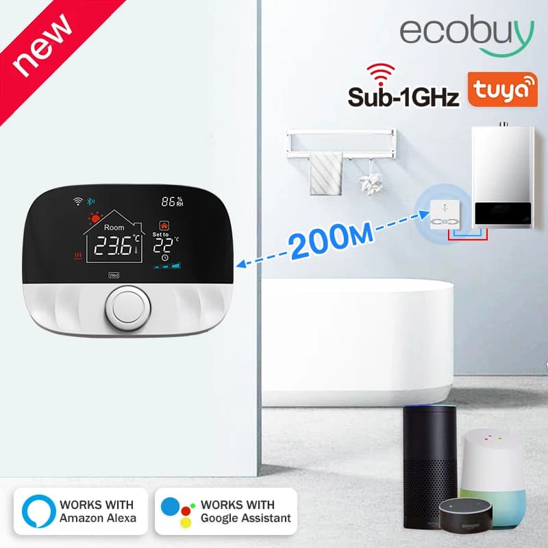 Tuya Smart Home Wifi Wireless Thermostat For Gas Boiler Combi Battery Powered Thermostat Inteligent Google Home Assistant Alexa