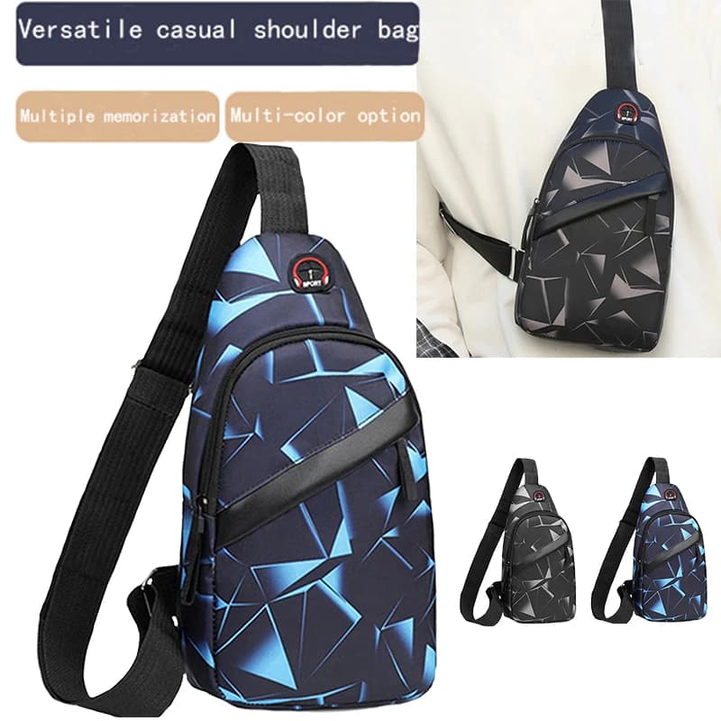 Unisex Square Chest Bag - Korean Style Camo Sling Pack (Oxford Canvas Crossbody Purse for Men/Women)