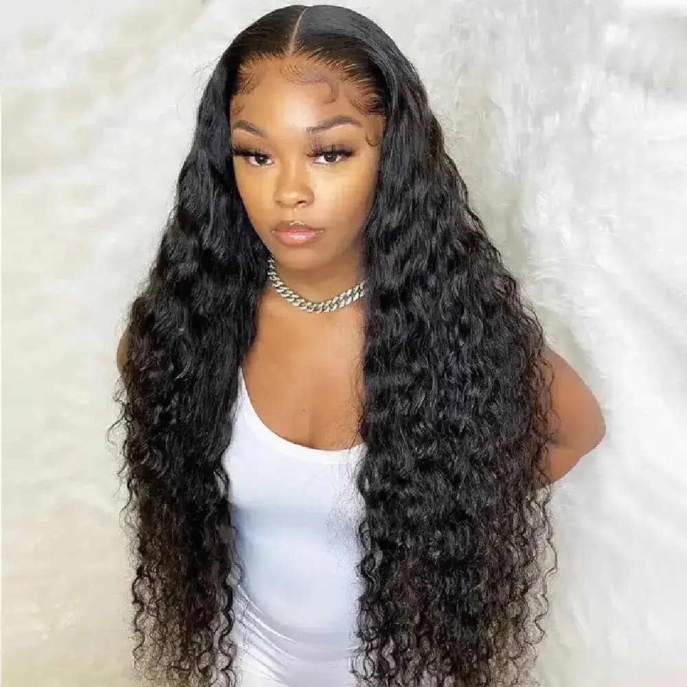 Deep Wave Lace Front Human Hair Wigs For Women 30 Inch 200 Density Brazilian Water Curly Lace Closure Wig Pre Plucked Baby Hair