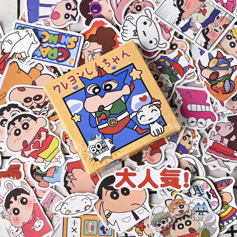63Pcs Cartoon Crayon Shin-chan Stickers DIY Phone Guitar Laptop Notebook Suitcase Cup Waterproof Sticker Kids Toy