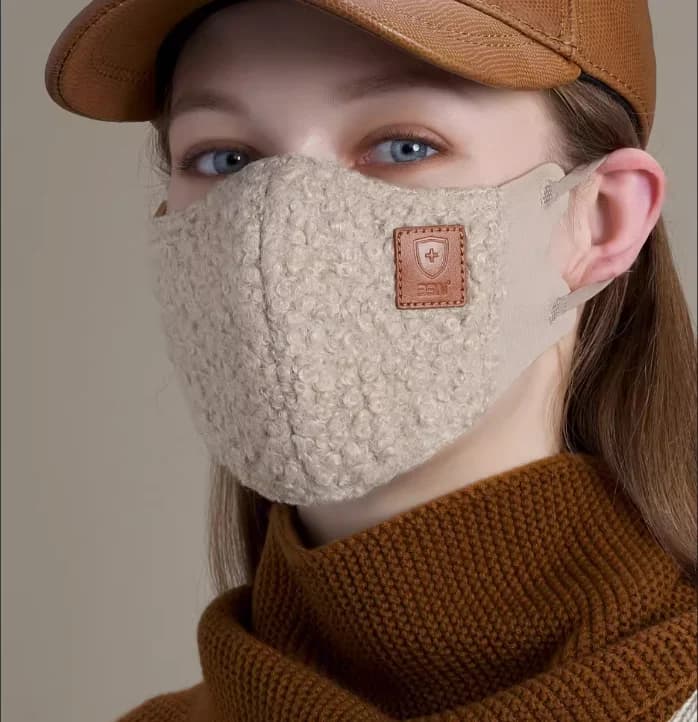 Lamb Fleece Women's Warm and Cold Resistant 3D Mask Three-dimensional Washable