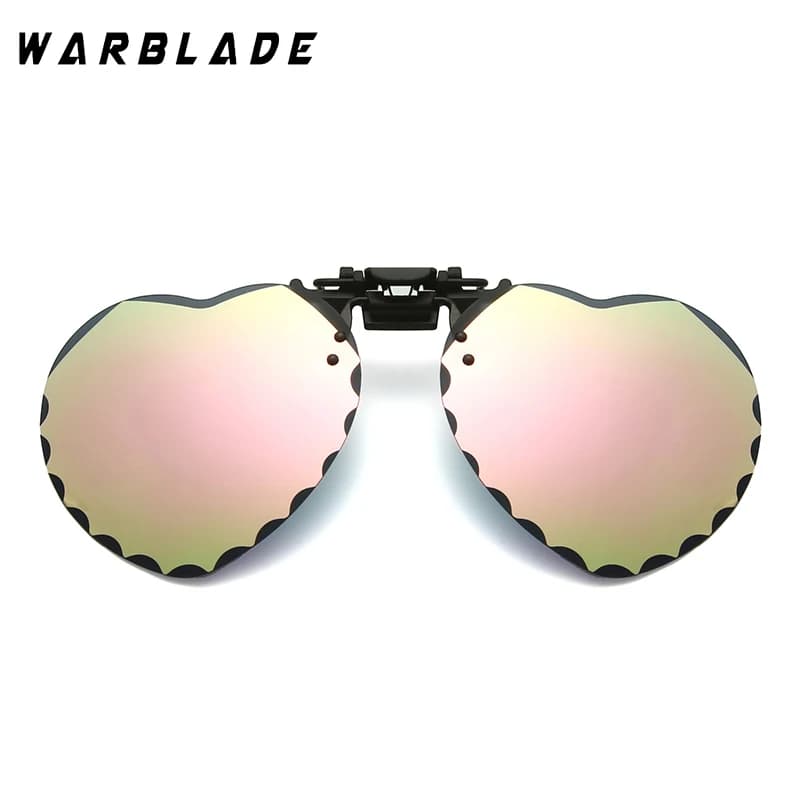 Fashion Polarized Flip Up Clip On Sunglasses Women Men Heart Sunglasses Night Vision Anti Glare Driving Goggles Eyeglasses UV400