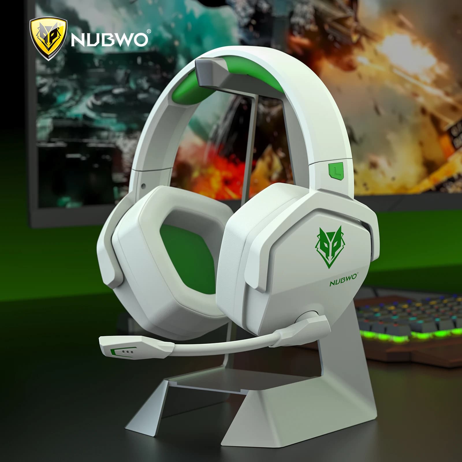 NUBWO G06 Dual Wireless Gaming Headset with Microphone for PS5, PS4, PC, Mobile, Switch 2.4GHz Wireless Bluetooth Headphone