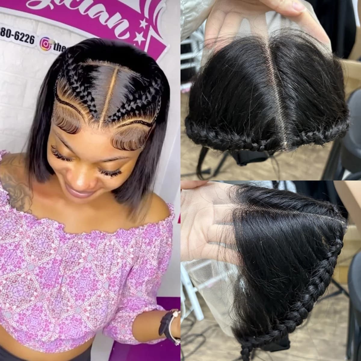 13x4 Transparent Lace Frontal with Braids 10 Inches Natural Brazilian Remy Hair Lace Frontal with Baby Hair for Women Girls