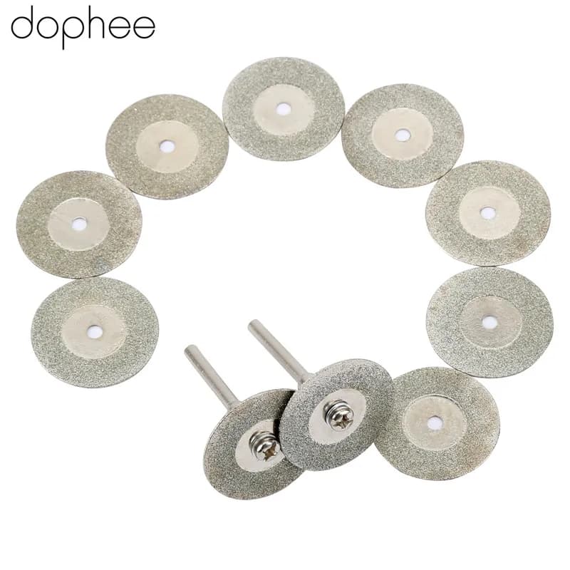10PCS Rotary Diamond Cutting Dremel Drills Tools25mm Diameter Sharp Tool Discs +2x 38mm Arbor Shaft  Dremel Accessories Dophee