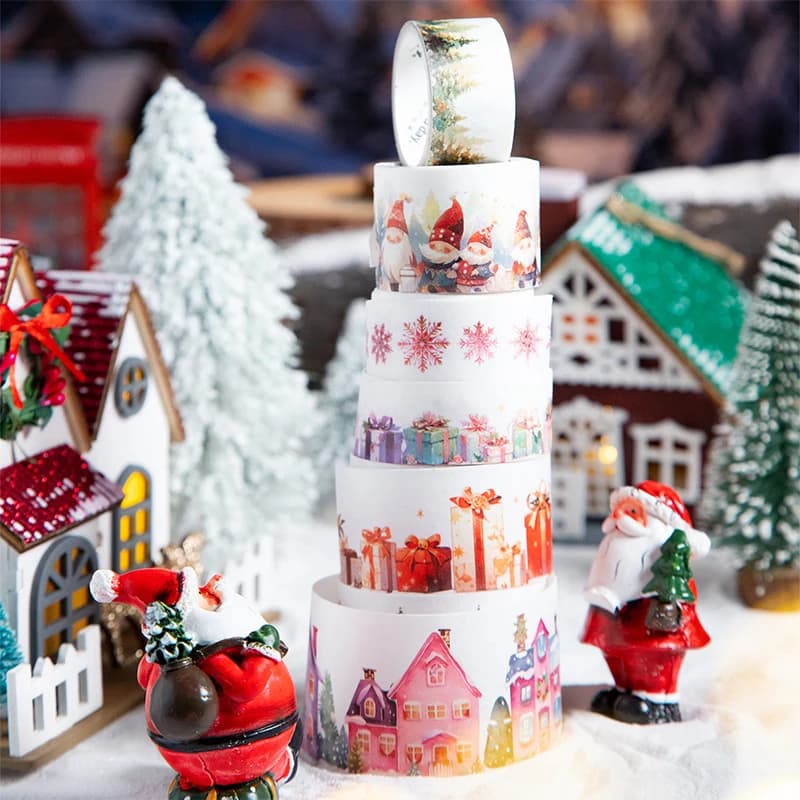 3 Rolls Creative Starlight Christmas Series Tape Sticker Decorative Collage Adhesive Fashion DIY Hand Account Decoration Tape