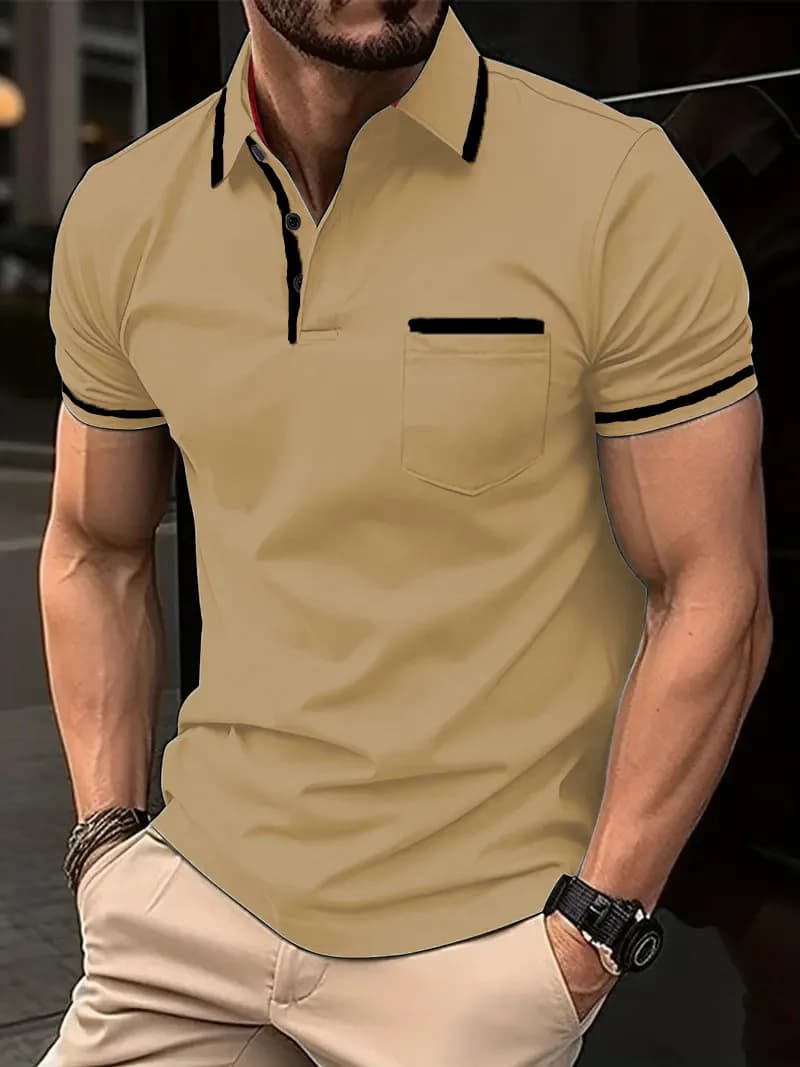 2024 Men's Casual Trend Summer POLO Shirt Button pocket Men's lapel Sports Polo shirt!