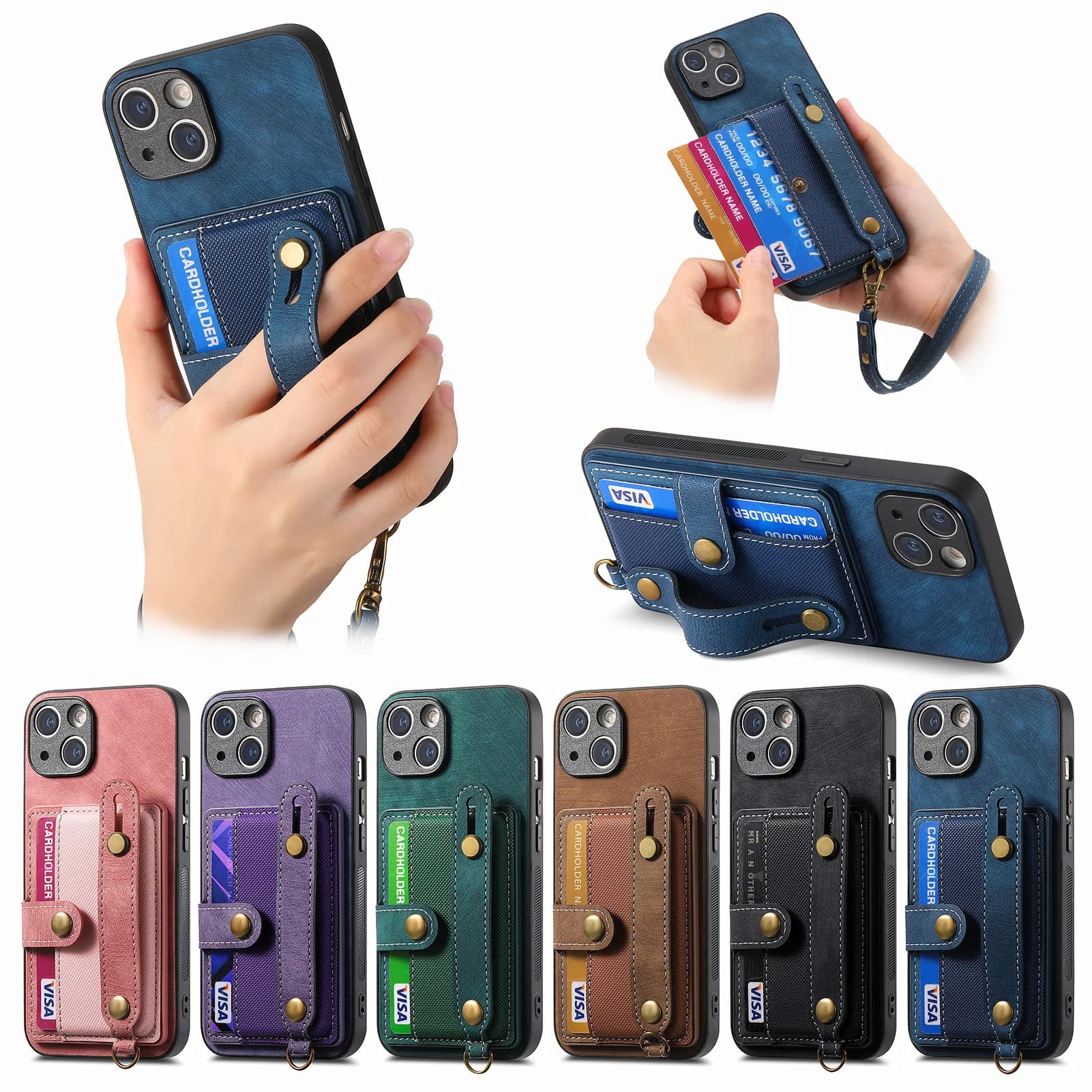 Leather Lanyard Finger Ring Case For VIVO S18 Pro S18E S17 S17E S16 S16E Luxury Credit Card Holder Shockproof Phone Cover Funda