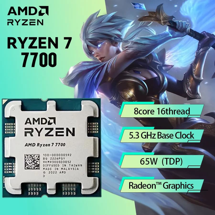 AMD Ryzen 7 7700 Novo CPU Processor R7 7700 Brand Am5 Processor 5NM L3=32M 65w TDP For DDR5 B650m Aorus AX wifi Motherboard