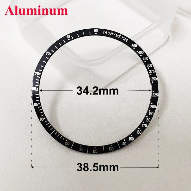 Flat 38.5mm*34.2mm Aluminium Bezel Insert Fit For 40mm to 42mm Speed Master VK63 Watch Case Watch Ring Accessories Replacement