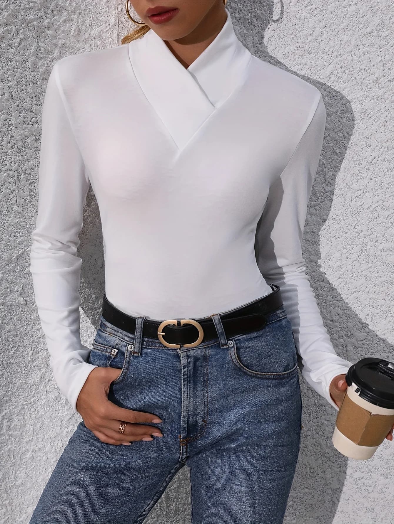 The new long-sleeved cross is very special classic all-match thin elegant temperament