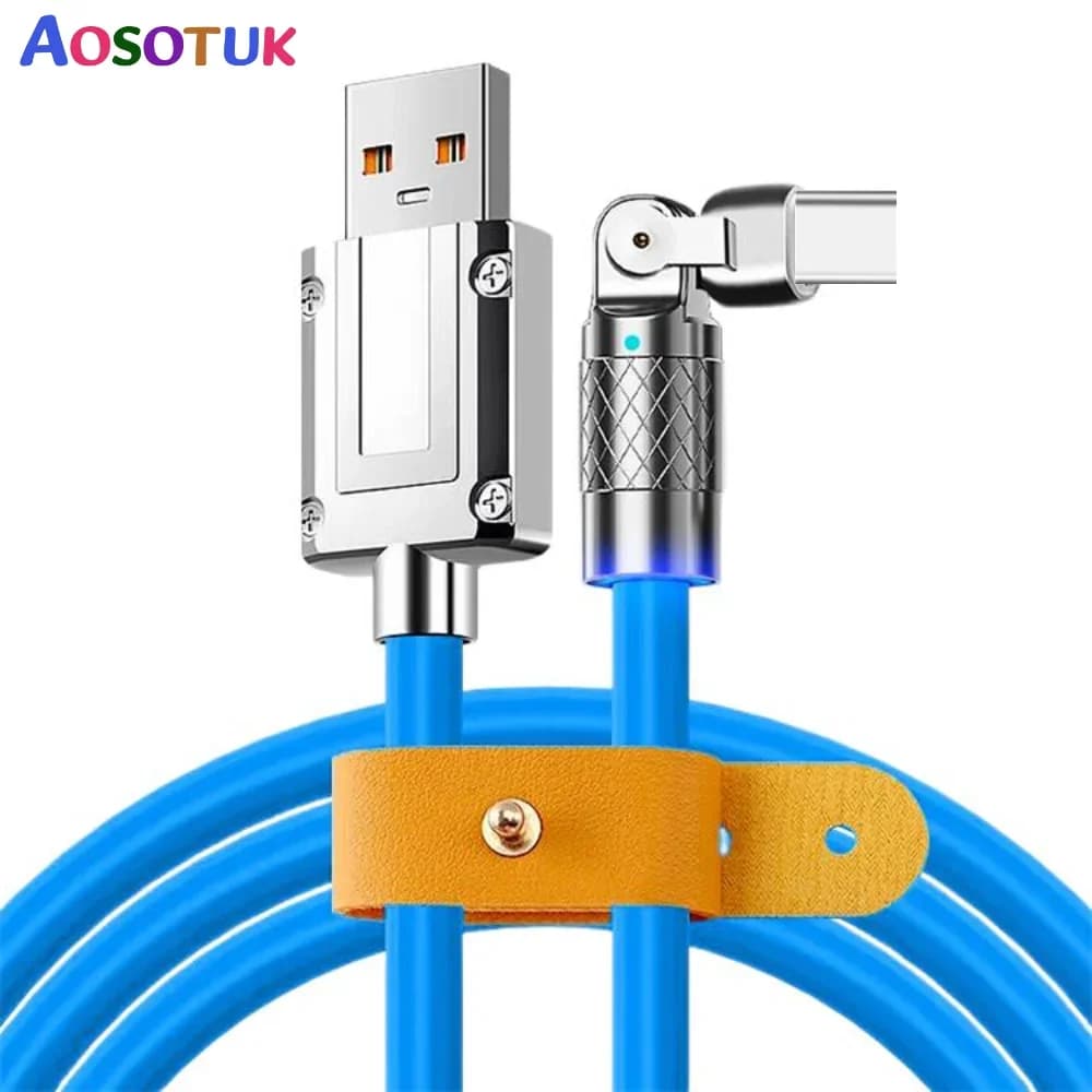 2m Rotatable 2A Type C  Fast Charge Cable Game Fast Charging Cable For Xiaomi Huawei Samsung USB Liquid Silicone Bold Data Line