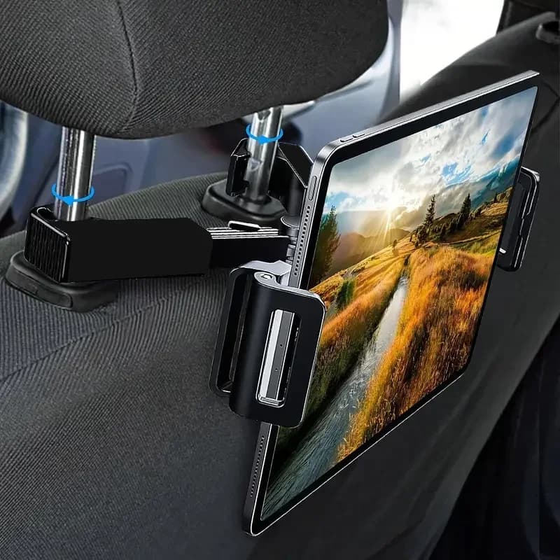 "360° Rotating Waterproof Car Headrest Phone/Tablet Mount: Universal 4.7-13"" Compatibility, Easy Installation, Secure Handlebar