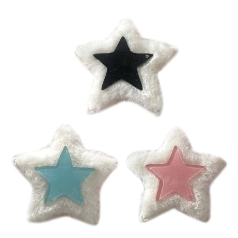 Y2k Hair Clip for Hot Girl Hair Styling Sequins Star Shape Barrettes Plush Design Plush Hair Barrettes for Teens Girls M6CD