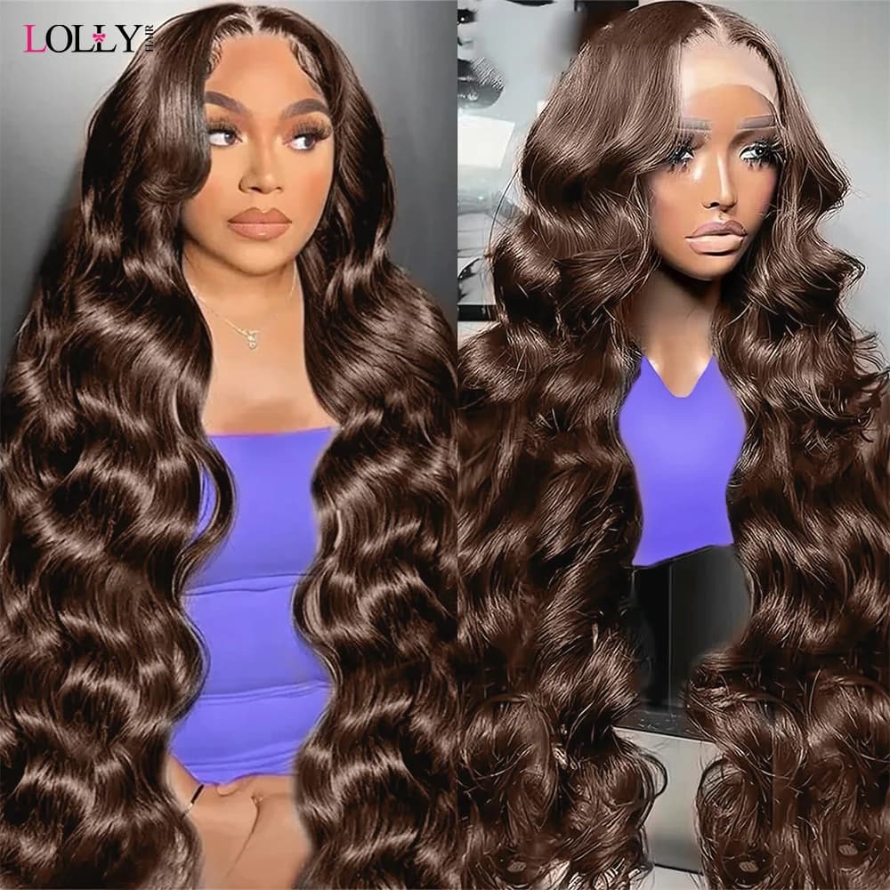 Full Lace Wig Human Hair 30 32 Inch Body Lace Front Wigs Human Hair Brown  Human Hair Wigs Pre Plucked 180 density