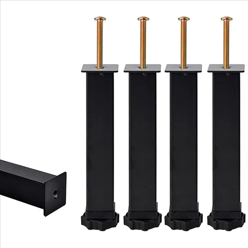 4Pcs Metal Furniture Support Legs, Adjustable Height 20 to 22cm Heavy Duty Bed Center Frame Slat Feet