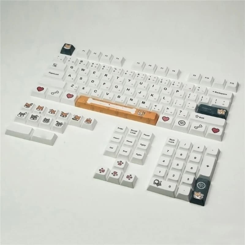 PBT 116 Keys Dog Theme XDA Keycap Full Set Dye Sublimation for Key Caps For Cherry MX Keyboard Keyboards Accessories Whi