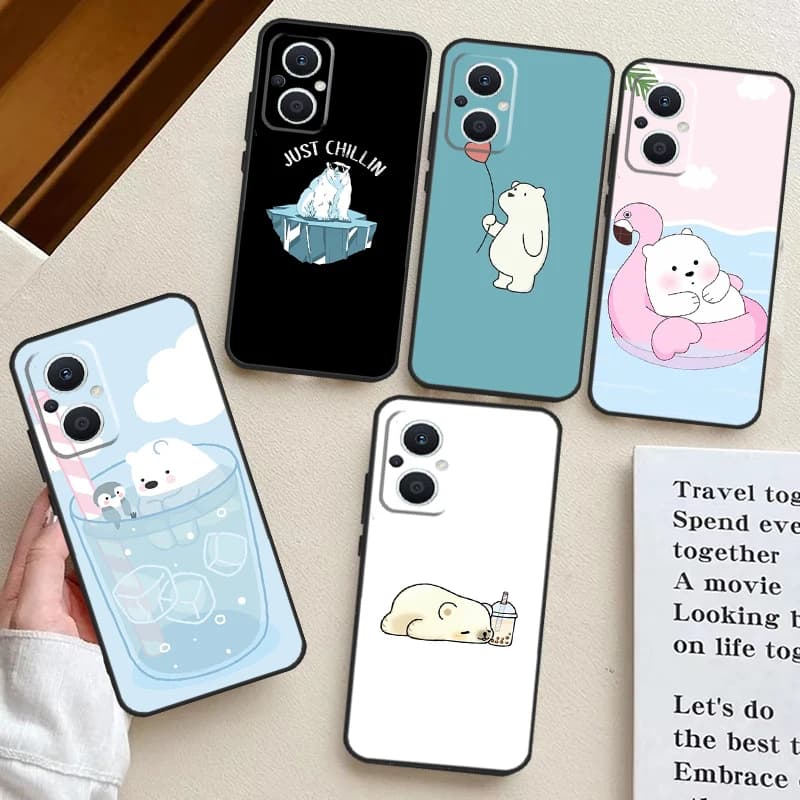 Cute Polar Bear Case For OPPO Find X5 X6 Pro X2 X3 Neo Lite OPPO Reno 10 Pro 8T 5Z 4Z 4 6 7 8 5 Lite Cover