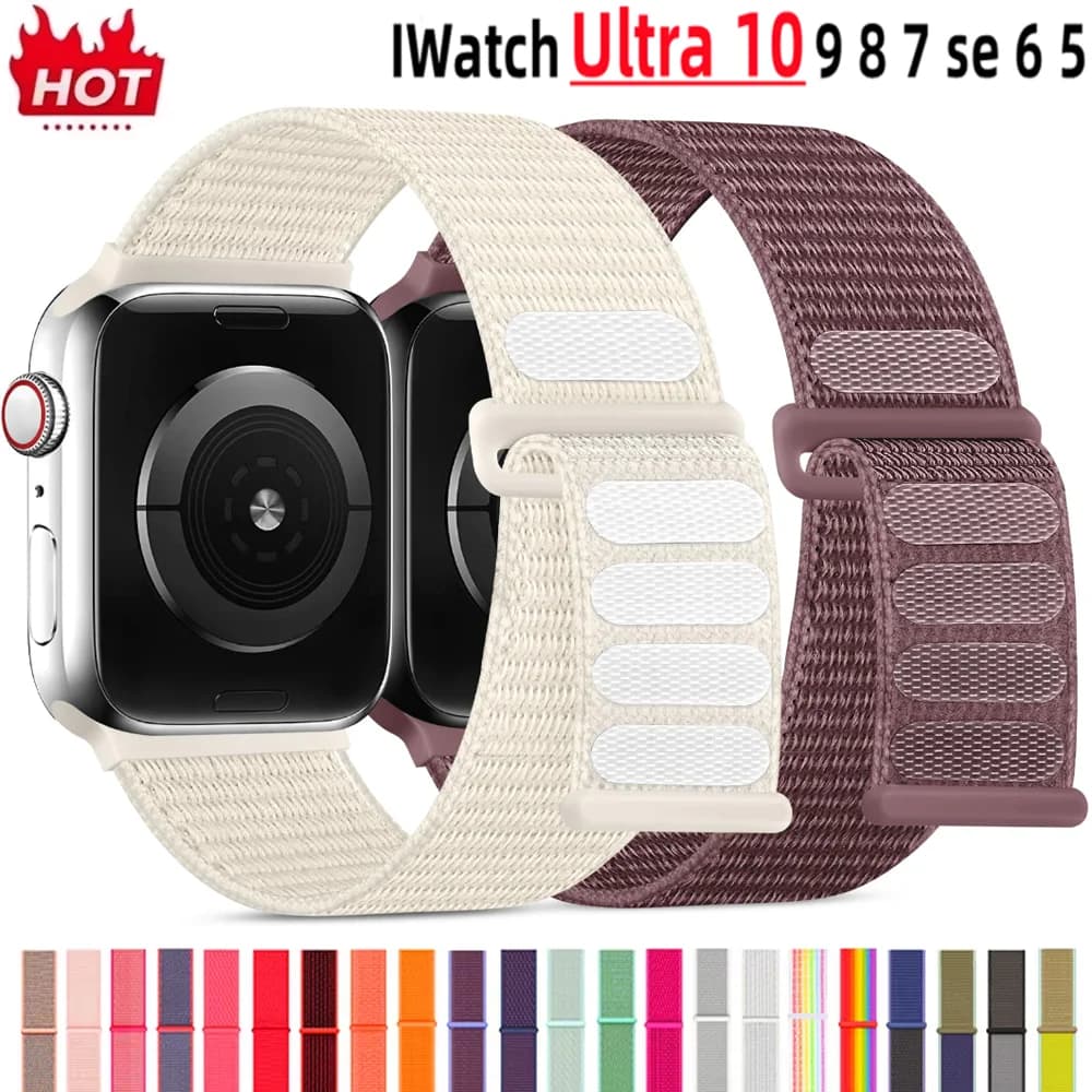 Nylon Strap for Apple Watch 10 42mm 46mm Ultra 2 49mm Breathable Replacement Wristband for IWatch 9 8 7 6 5 4 3SE 45mm 41mm 44mm