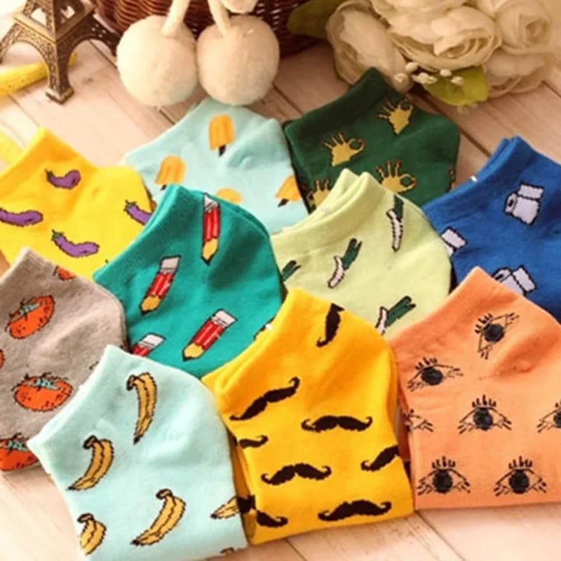 USU-2 women soft socks  Multiple Colors Cute printed Low Cut Ankle Socks