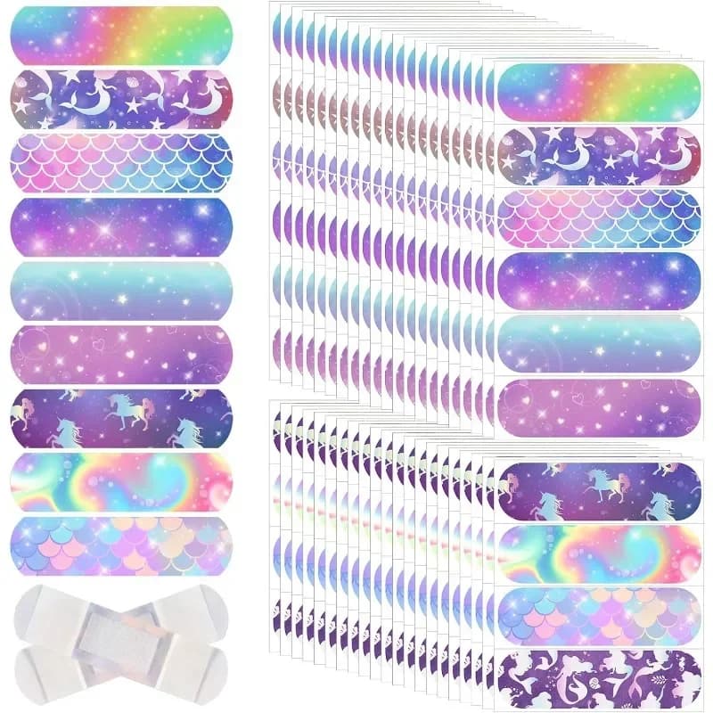 10pcs PE Waterproof Breathable Cartoon Band Aid for Children Cute Cartoon Sticker Plaster Color Elastic Bandage