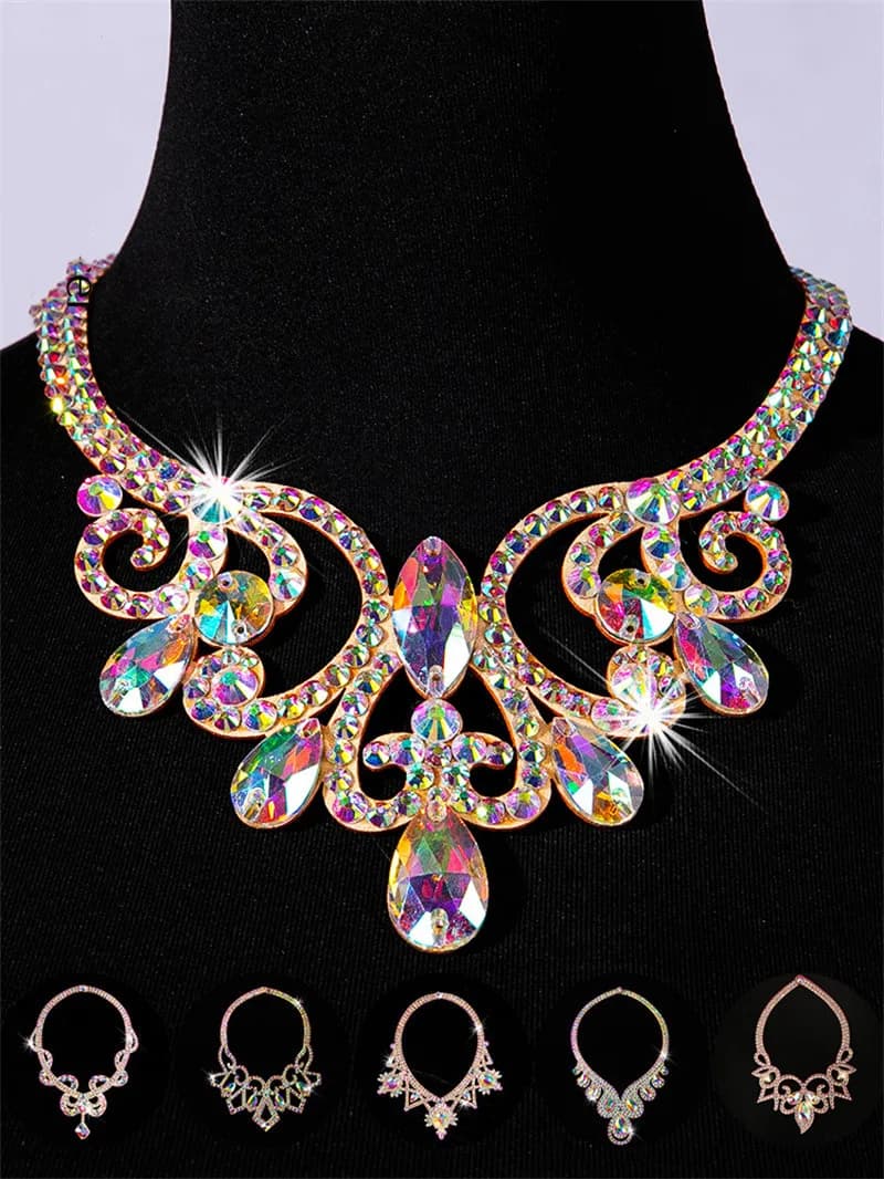 Belly Dance Sparkle Necklace Jewelry Competition Dancer Accessory Shine Dancing Necklace Stage Performance Costume Egypt Show