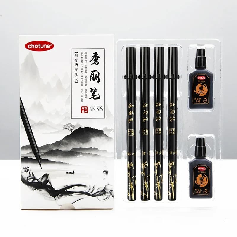 Brush Lettering Pens Set Black Ink Refillable Calligraphy Pen Markers Art Writing Markers Office School Supplies Stationery