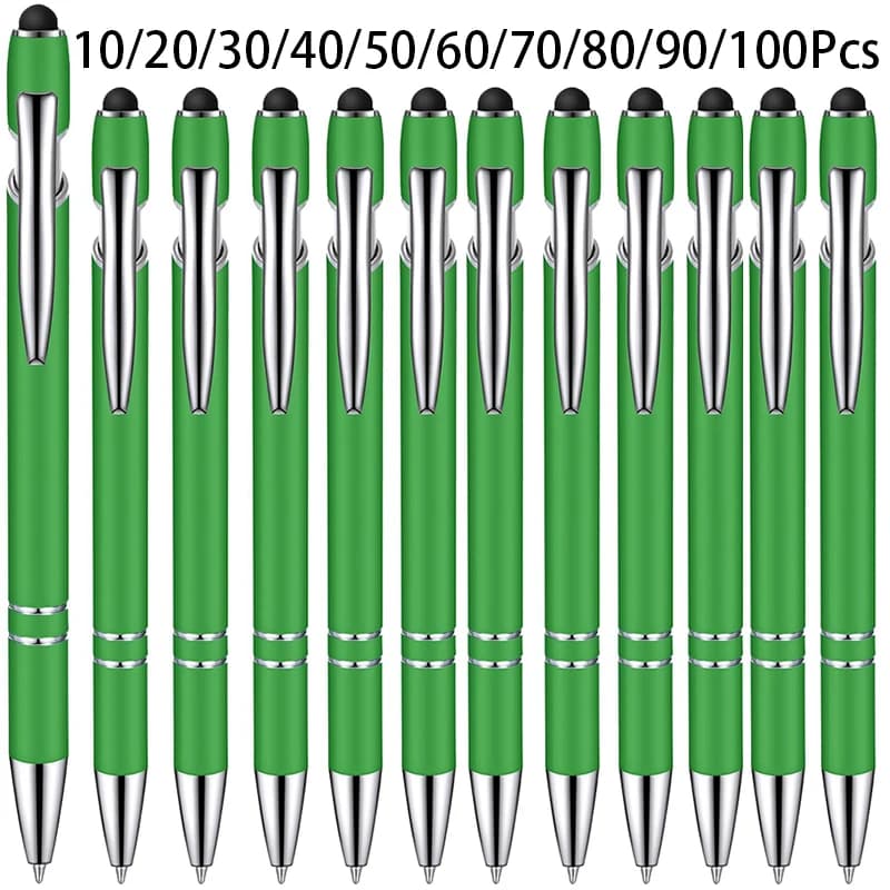 10-100Pcs Rubber Coted Soft Touch Black Ink Ball Pen Giveaway Aluminum Ballpoint Pen