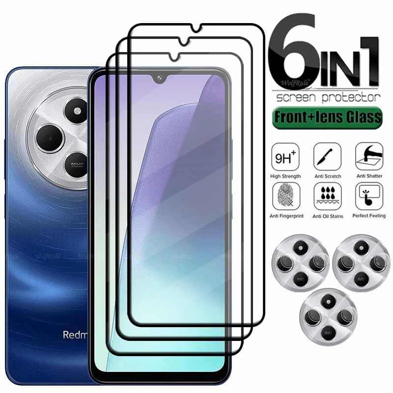 6-in-1 For Redmi 14C Glass Xiaomi Redmi 14C Tempered Glass 9H HD Protective Full Cover Glue Screen Protector Redmi 14C Len Glass