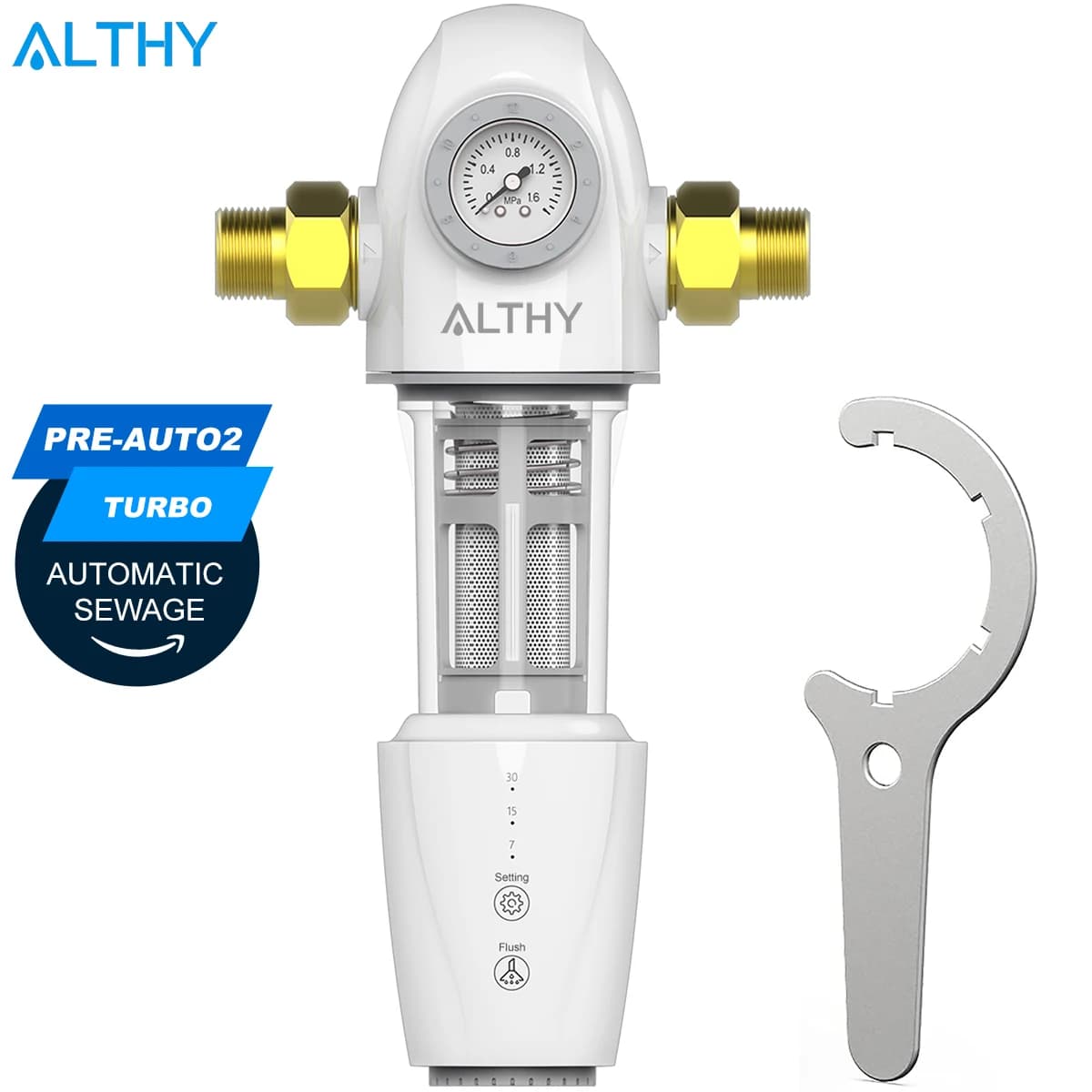 ALTHY PRE-AUTO2 Automatic Flushing Backwash Prefilter Spin Down Sediment Water Filter Central Whole House Purifier System