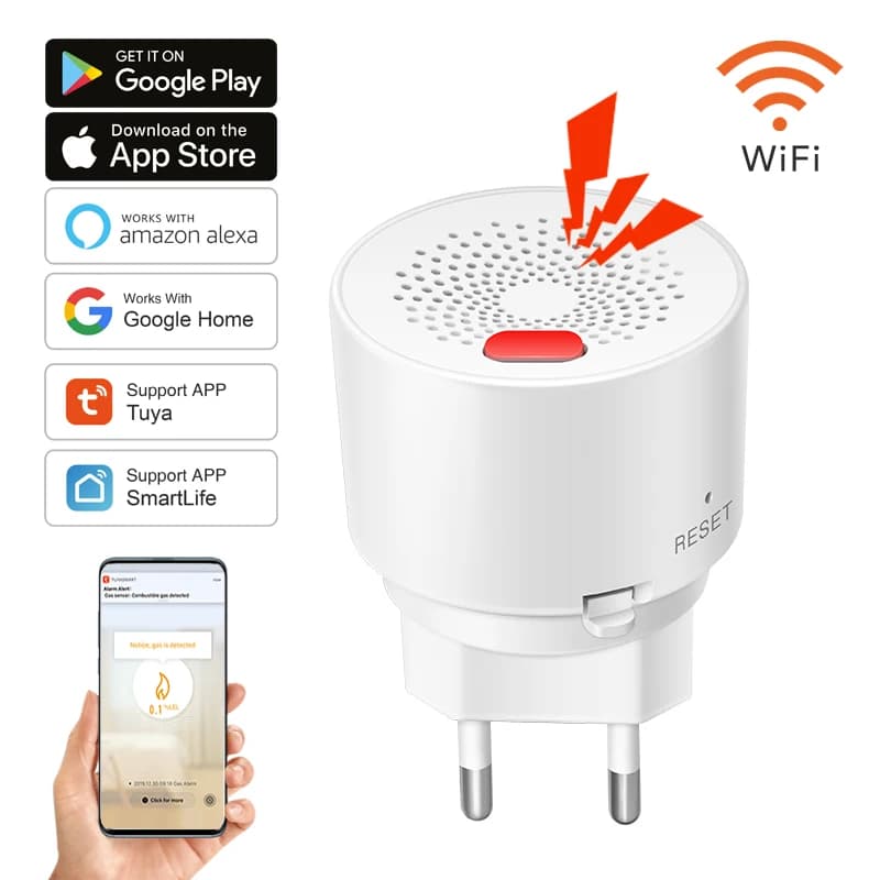 Tuya Smart Home Wifi Natural Gas Sensor Combustible Household Smart LPG Gas Leakage Alarm Detector Fire Security Protection